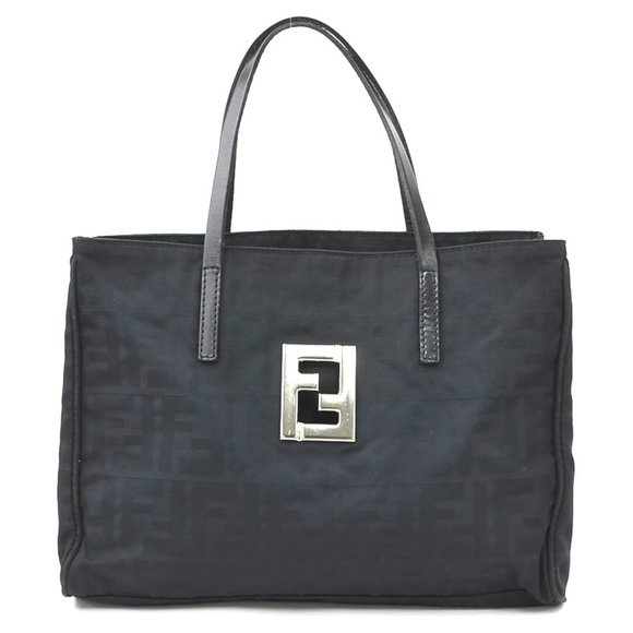 Fendi Zucca nylon canvas and leather handbag in black silver for women, e60874a - Picture 1 of 5